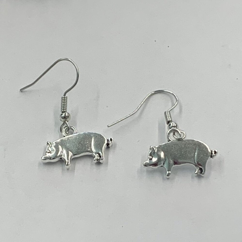 Pig Earring, Piggy, Silly Animal Earring, Hog Earring, Pig Jewelry, Pig Charm